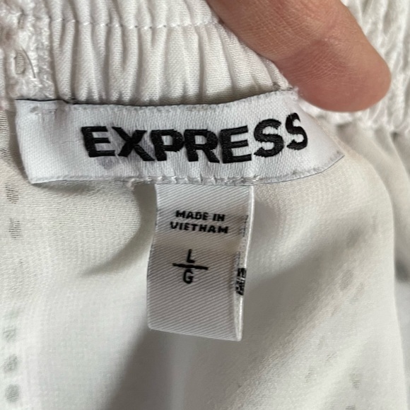 Express Women's Off-Shoulder White Eyelet Lace Top - Picture 6 of 7